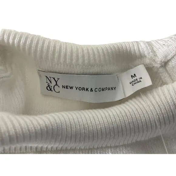 NY&amp;C Colorblock Sweater Dress Medium Cream Black Beige Knit New