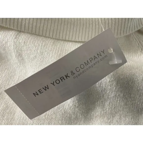 NY&amp;C Colorblock Sweater Dress Medium Cream Black Beige Knit New