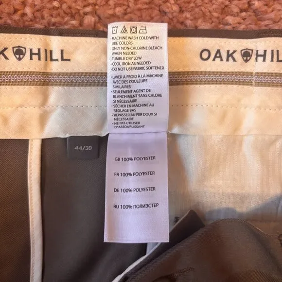 Oak Hill Dark Taupe Microfiber Pleated Pants Men’s Size 44x30 NEW