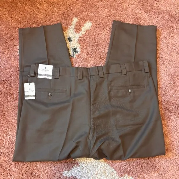 Oak Hill Dark Taupe Microfiber Pleated Pants Men’s Size 44x30 NEW