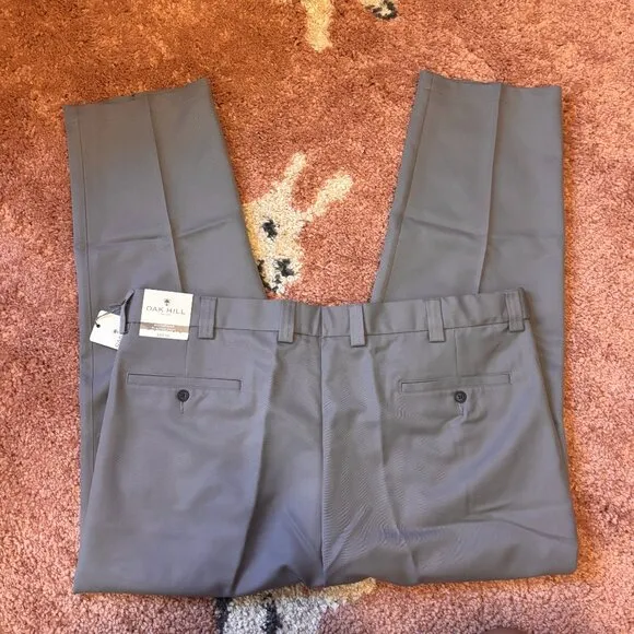 Oak Hill Grey Microfiber Pleated Pants Men’s Size 44x30 NEW