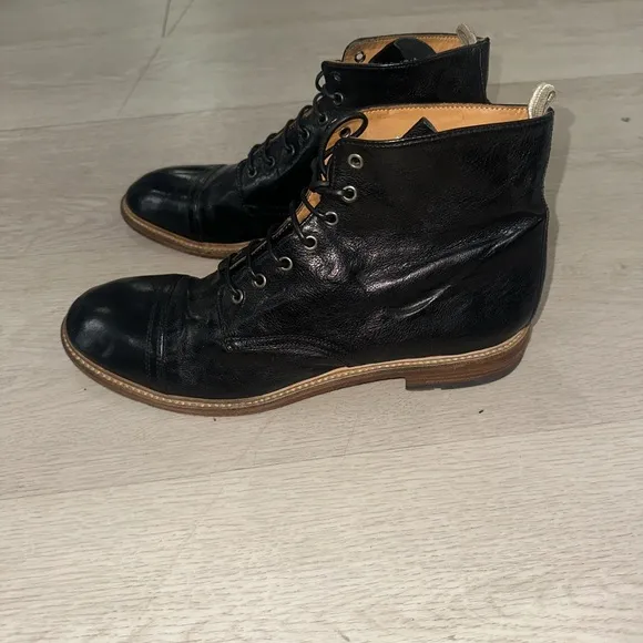 Officine Creative Black and Brown Boots with Lace-Up Design
