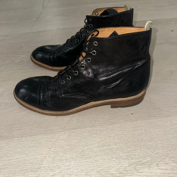 Officine Creative Black and Brown Boots with Lace-Up Design