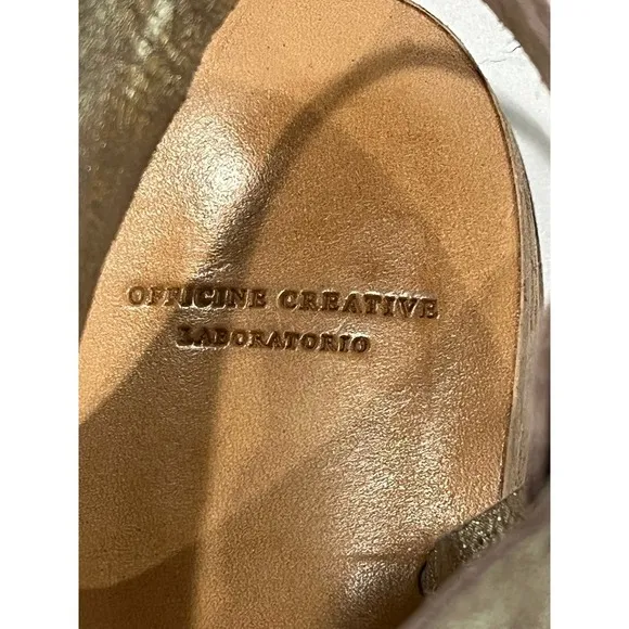 Officine Creative‎ platinum leather zipper Sandals size 38.5