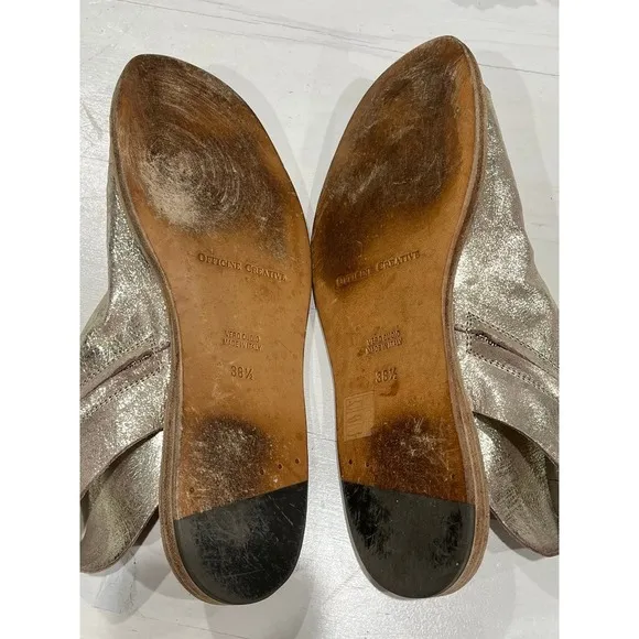 Officine Creative‎ platinum leather zipper Sandals size 38.5