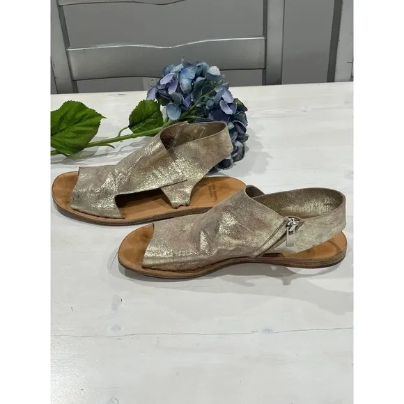 Officine Creative‎ platinum leather zipper Sandals size 38.5