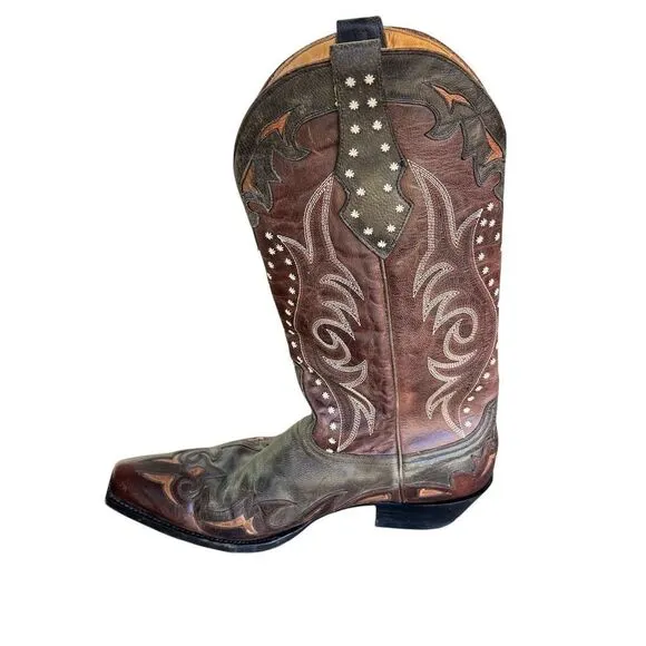 Old Gringo Women's Vencida Cowboy Boots Size 10 Brown Embroidered Studded