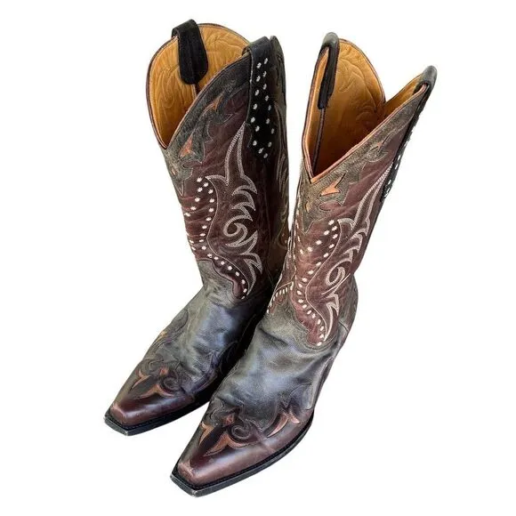 Old Gringo Women's Vencida Cowboy Boots Size 10 Brown Embroidered Studded