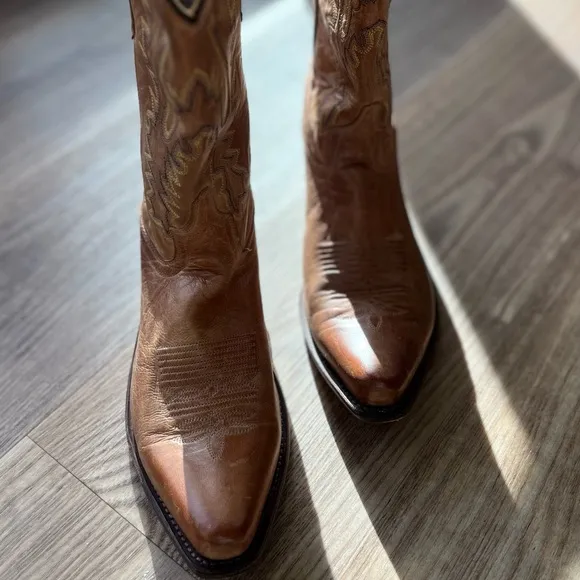 Old West Jama Women’s Snip Toe Fashion Western Boots Brown 9.5