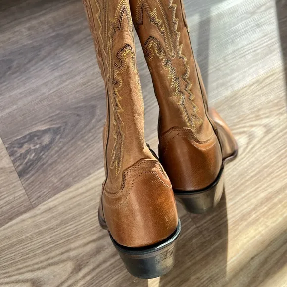 Old West Jama Women’s Snip Toe Fashion Western Boots Brown 9.5