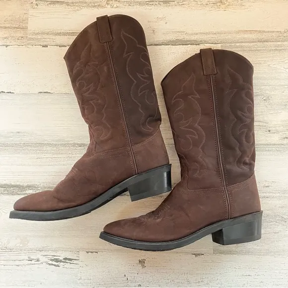 Old West Men’s Size 8.5D Oil Tan Western/Work Boots Pullover On Round Toe