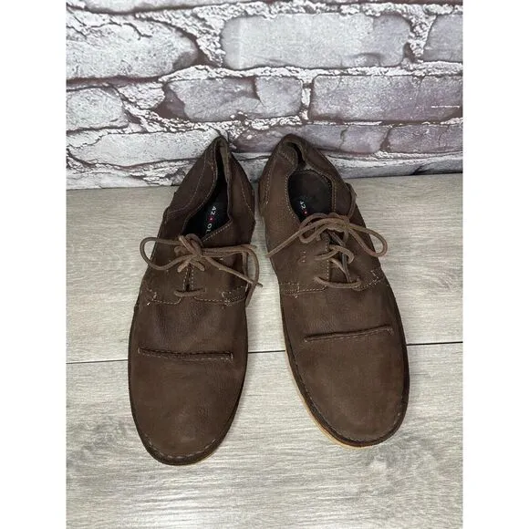 Oliberte Footwear Gana Sweet Georgia Brown Leather Casual Flat Shoes Men Sz 42EU