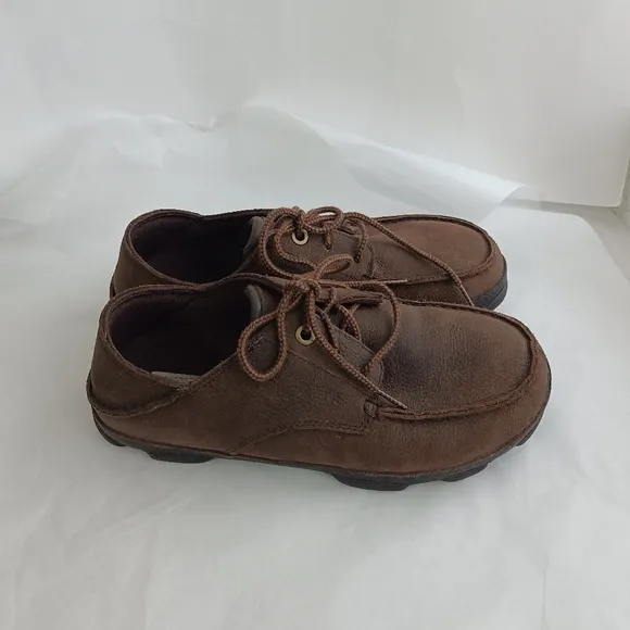 Olukai hamakua poko Mens size 7 shoes brown leather Oxford lace up casual