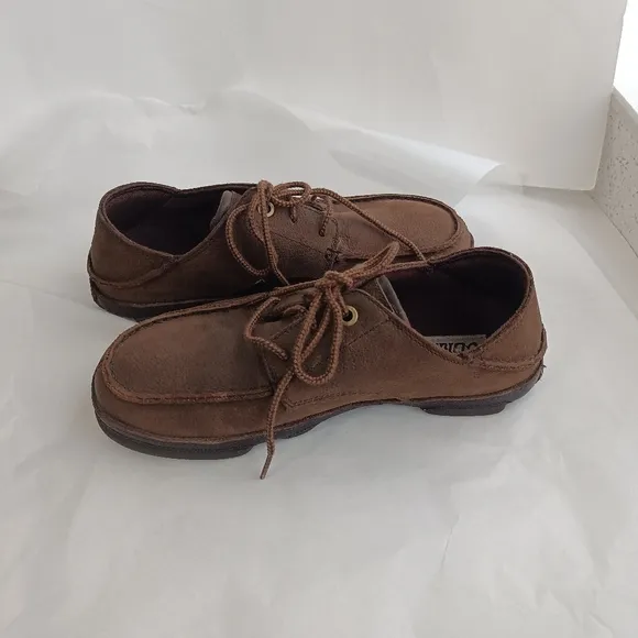 Olukai hamakua poko Mens size 7 shoes brown leather Oxford lace up casual