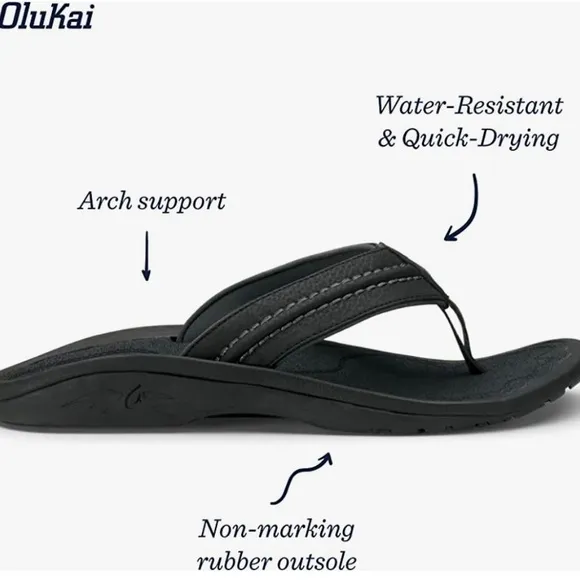 OLUKAI Hokua Mens Beach Flip-Flop.