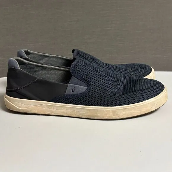 Olukai Lae Ahi Shoes 14 M Blue Slip On Mesh Comfort Casual Beach Dock Loafers