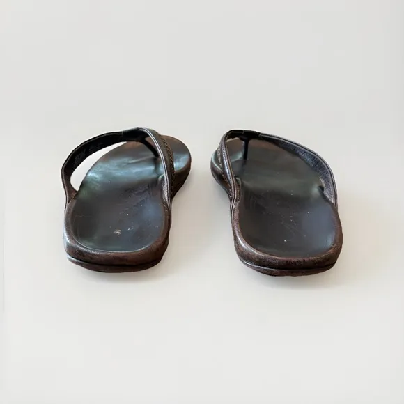 Olukai Mea Ola Leather Sandals - Dark Java - Size 10 Men's