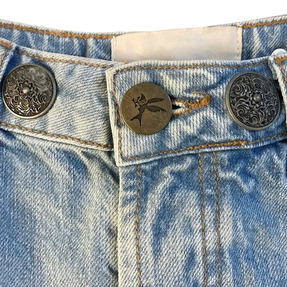 ONE TEASPOON High Waist Bandit Denim Shorts Concho Button Blue Boho REVOLVE
