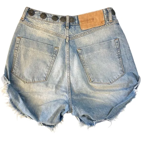 ONE TEASPOON High Waist Bandit Denim Shorts Concho Button Blue Boho REVOLVE