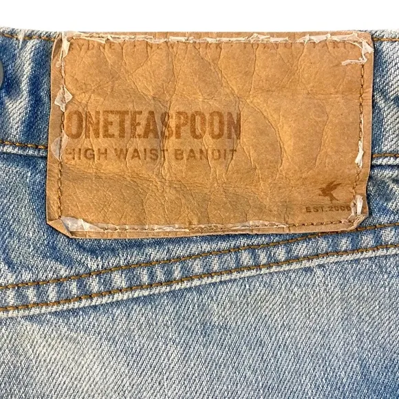 ONE TEASPOON High Waist Bandit Denim Shorts Concho Button Blue Boho REVOLVE