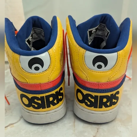 Osiris Woman's Neon Yellow Orange Blue High-Top Skate Shoes NYC Size 10