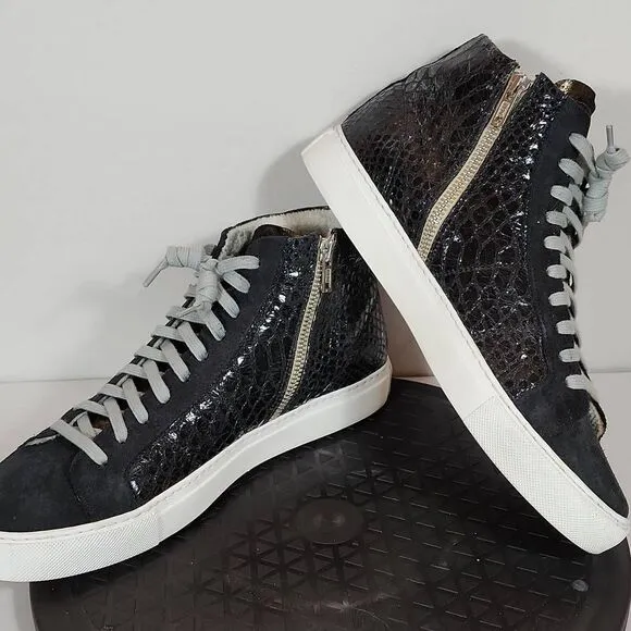 P448 F9 Star Black skate shoes reptile embossed Women's Size 9US / 39 EU
