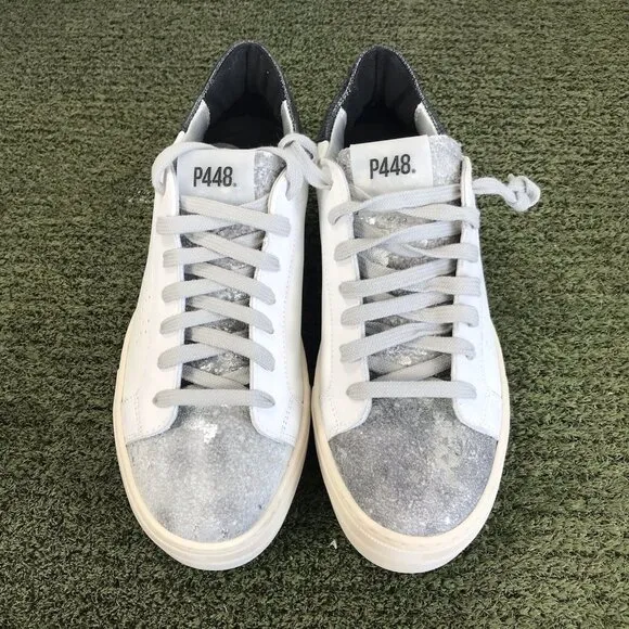P448 Jack White Leather Low Top Womens 37 Sz 6.5-7 Shoes Lace Up Casual Sneaker
