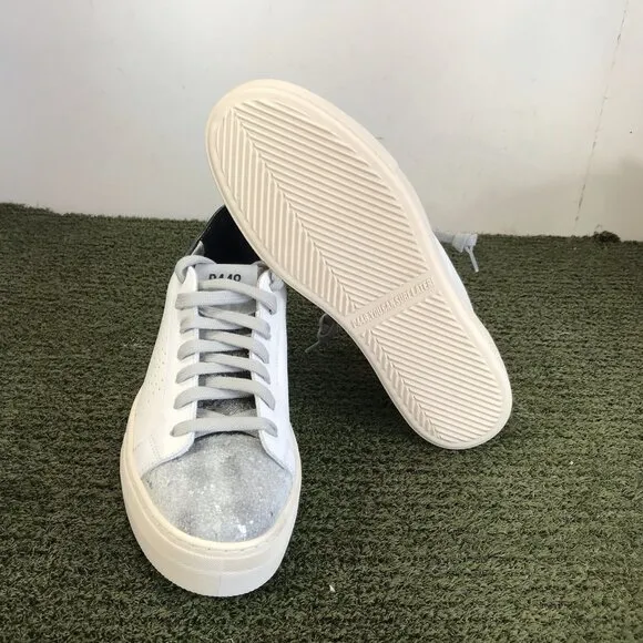 P448 Jack White Leather Low Top Womens 37 Sz 6.5-7 Shoes Lace Up Casual Sneaker