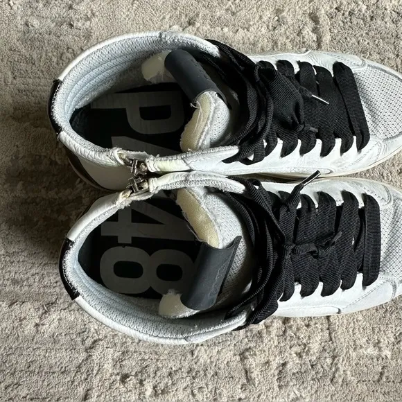 P448 Skate Hammer Sneaker Womens High Tops White black Sz 41