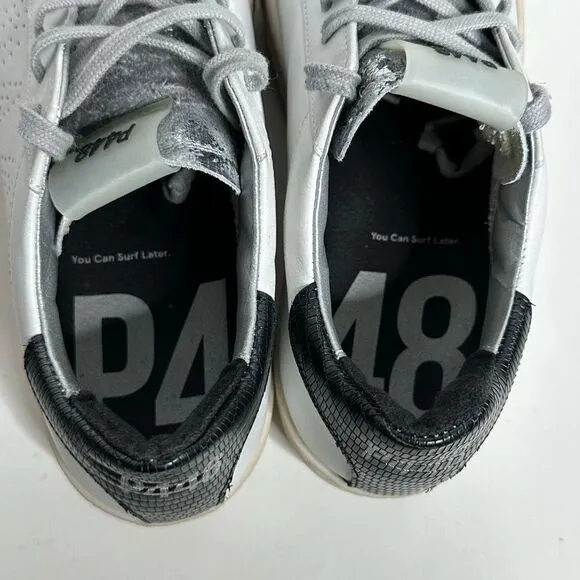 P448 White Gray Perforated Skate Tennis Shoes size 41