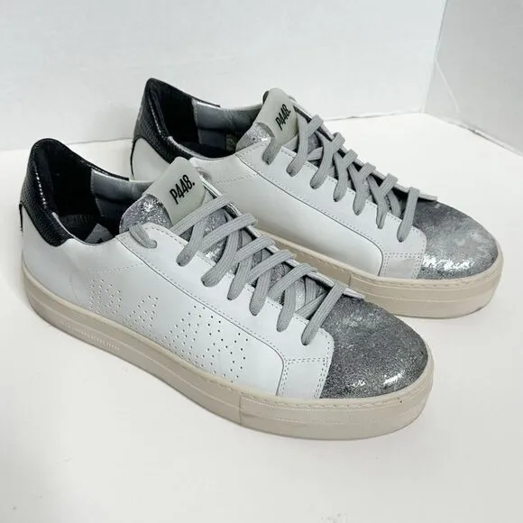 P448 White Gray Perforated Skate Tennis Shoes size 41