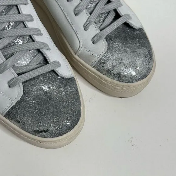 P448 White Gray Perforated Skate Tennis Shoes size 41