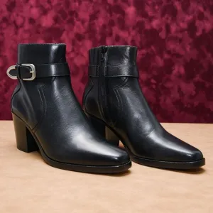 Paige Women Evelyn Black Leather Moto Buckle Zip Ankle Boots sz 9