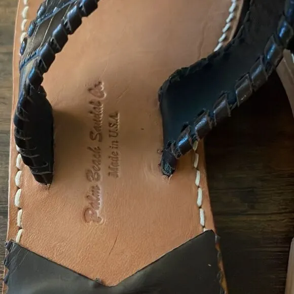 Palm Beach Sandals  Croc Dark Brown Leather flip-flops Size 7 / excellent
