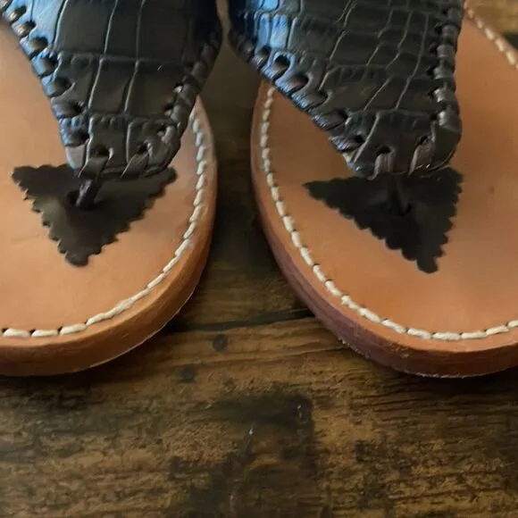 Palm Beach Sandals  Croc Dark Brown Leather flip-flops Size 7 / excellent