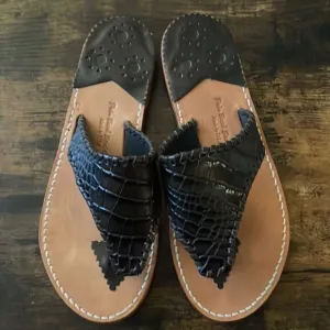 Palm Beach Sandals  Croc Dark Brown Leather flip-flops Size 7 / excellent