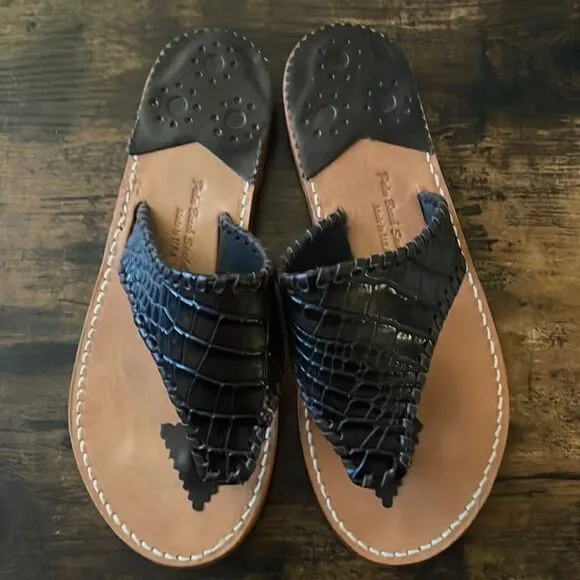 Palm Beach Sandals  Croc Dark Brown Leather flip-flops Size 7 / excellent