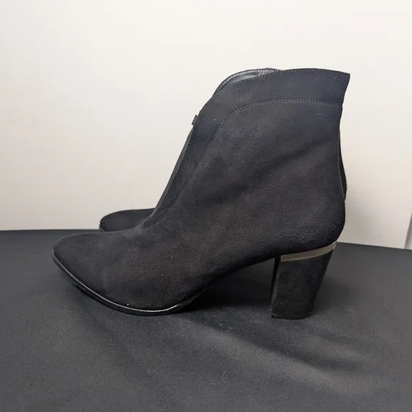 Paoletti Boots Black Suede Gold Chunky Heel Sz 43