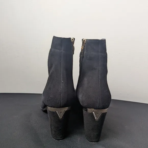Paoletti Boots Black Suede Gold Chunky Heel Sz 43