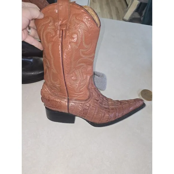 Pastizal Brown crocodile Leather Boots Mexico Mens Sz 6.5 women's 8.5 eur 39