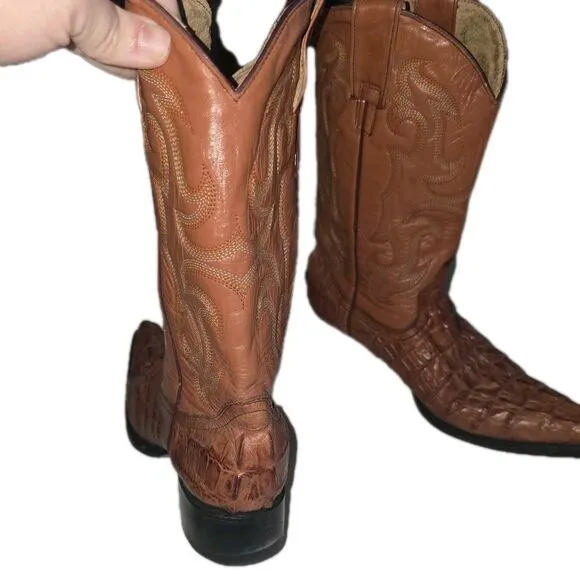 Pastizal Brown crocodile Leather Boots Mexico Mens Sz 6.5 women's 8.5 eur 39