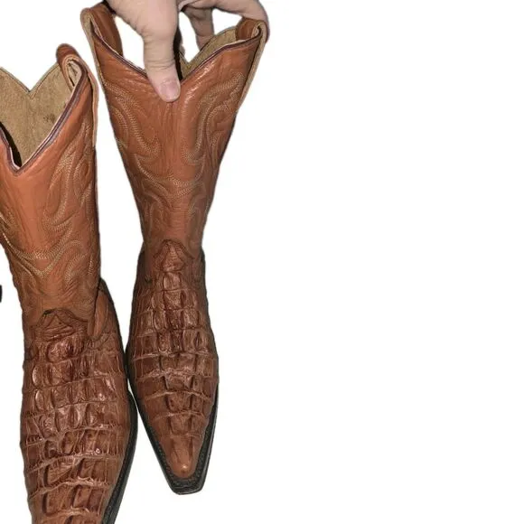 Pastizal Brown crocodile Leather Boots Mexico Mens Sz 6.5 women's 8.5 eur 39
