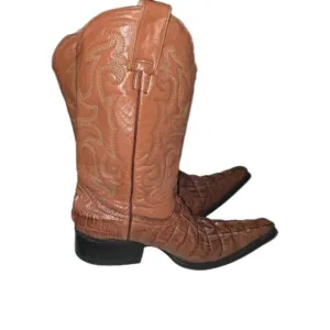 Pastizal Brown crocodile Leather Boots Mexico Mens Sz 6.5 women's 8.5 eur 39