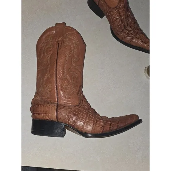 Pastizal Brown crocodile Leather Boots Mexico Mens Sz 6.5 women's 8.5 eur 39