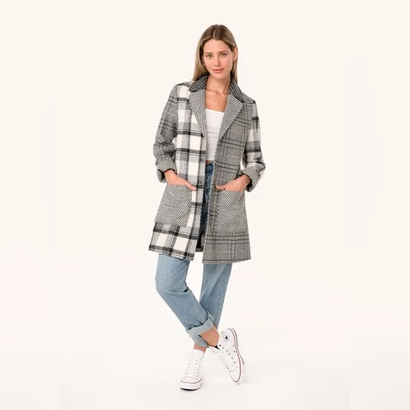 Patchwork Plaid Coat