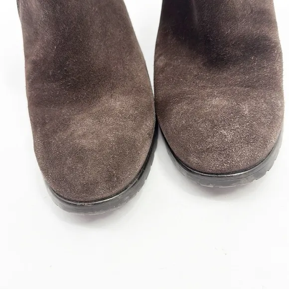 Paul Green Brown Burnished Leather Stacked Heel Rockin Ankle Boots Size 8