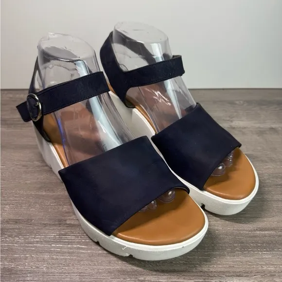 Paul Green Sandeletts wedge Navy Platform Sandals US8/UK5.5 $309