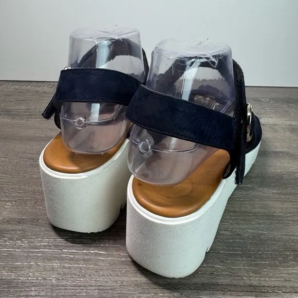 Paul Green Sandeletts wedge Navy Platform Sandals US8/UK5.5 $309