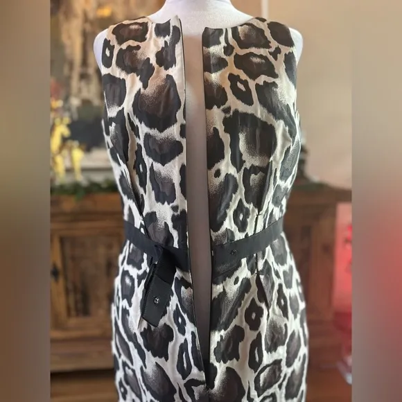 PAULE KA 40 US 6 Animal Print Belted Lined Dress Vintage Designer Leopard print