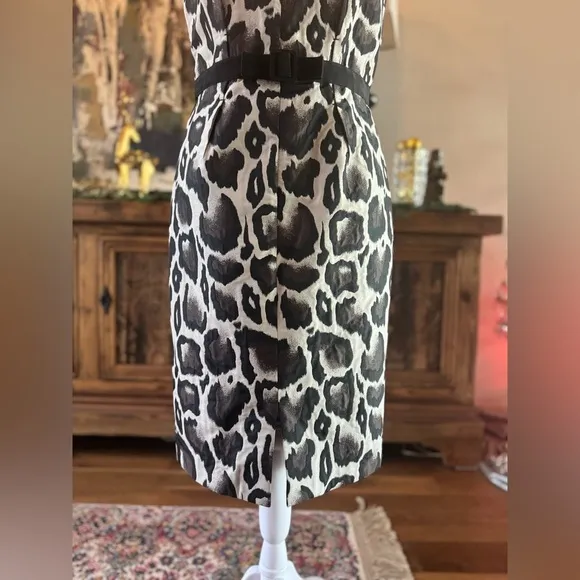 PAULE KA 40 US 6 Animal Print Belted Lined Dress Vintage Designer Leopard print